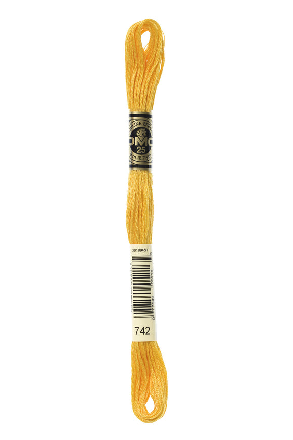 DMC: Mouliné Spécial: Hilo de bordar tonos naranja y amarillo: 100 % algodón, 8 m