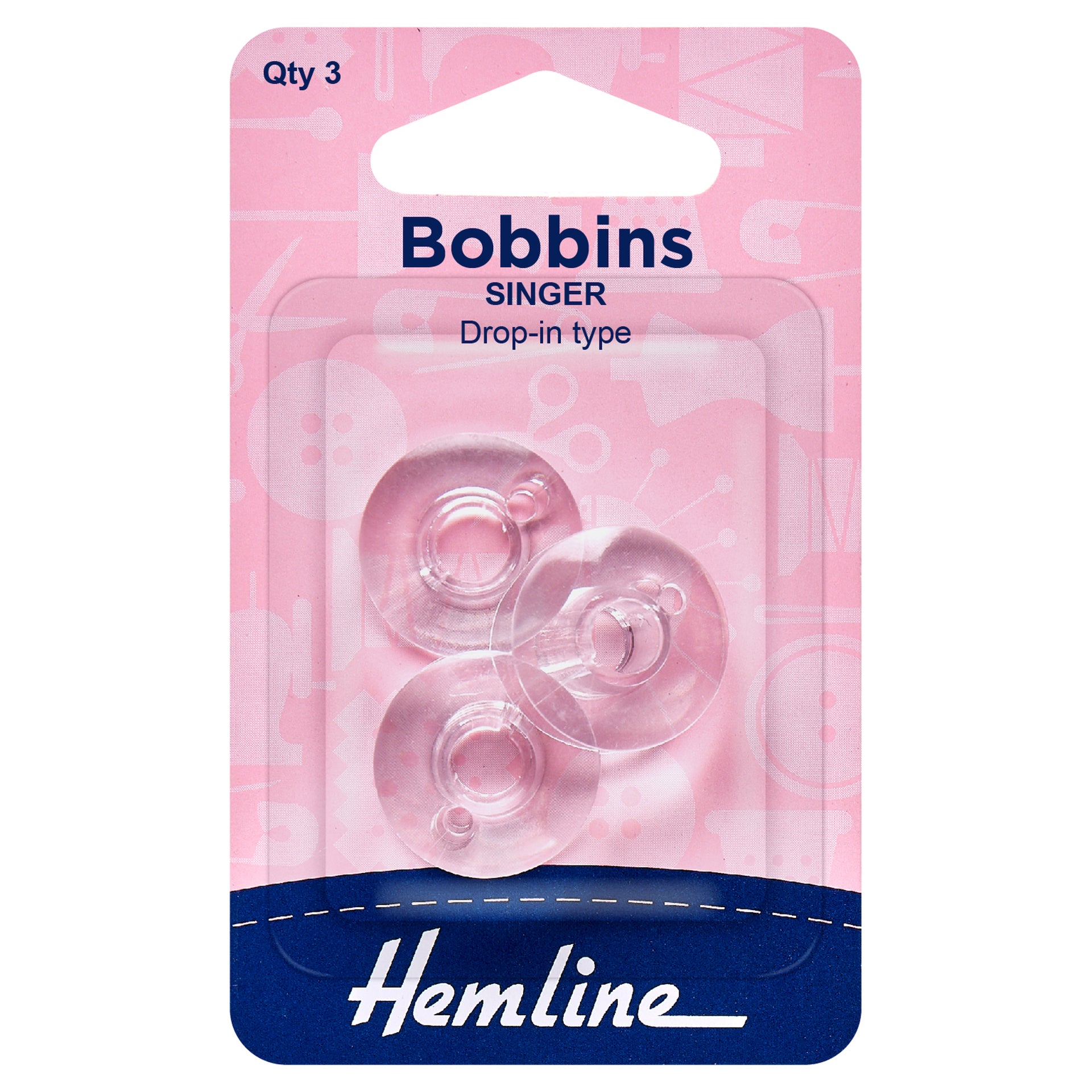 Hemline Plastic Bobbin: Singer, Class 66k Fabriques