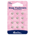 Hemline Snap Fasteners: Sew-on: Nickel: 6mm: Pack of 12