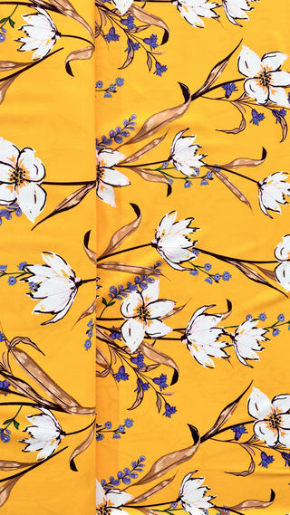 Buy mustard-floral Printed Swimwear 4 Way Stretch Fabric