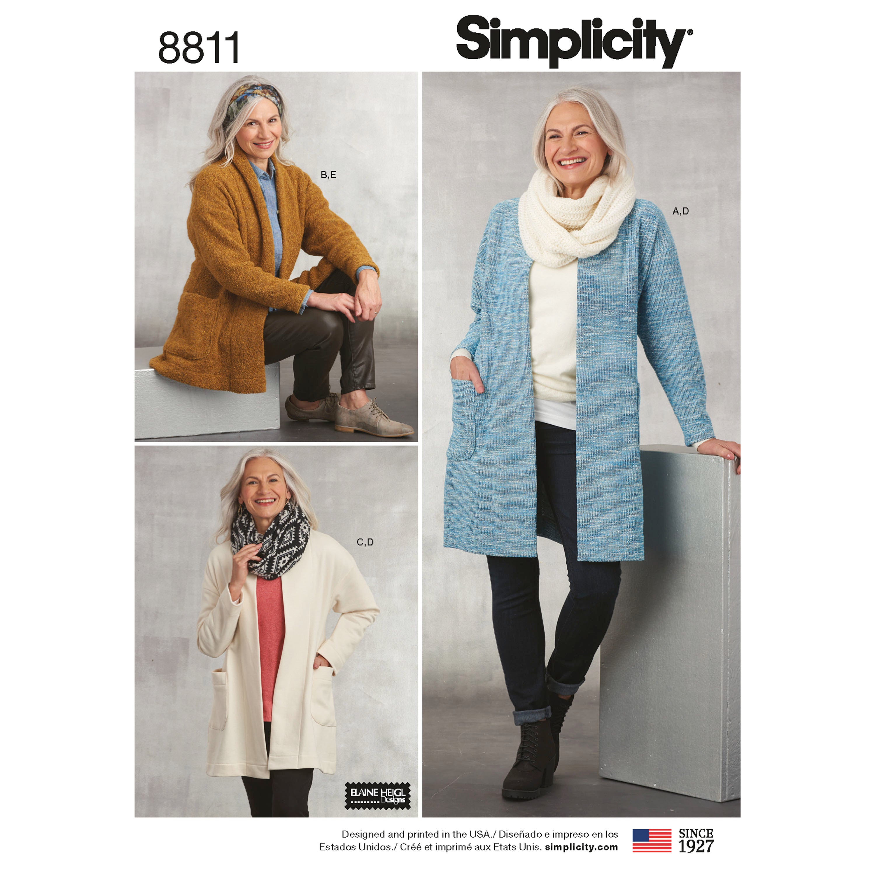 Knitting Misses Cardigan Sweaters Simplicity Pattern 8811 Misses