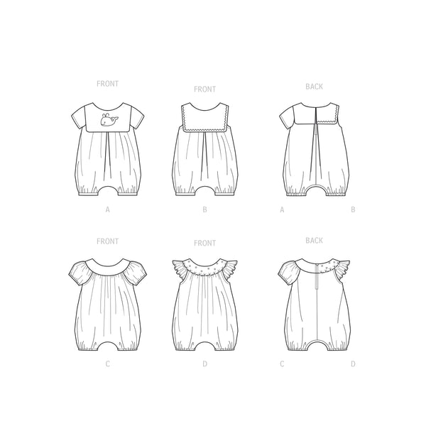 Simplicity Sewing Pattern S9484 BABIES' ROMPERS