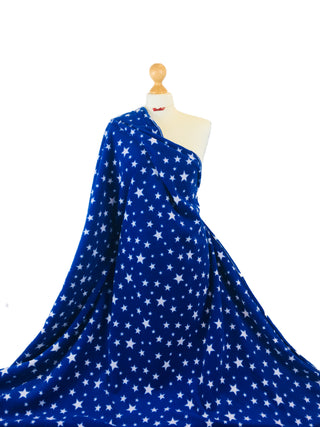 Buy royal-blue-stars Printed Polar Fleece Fabric Spots &amp; Stars Prints