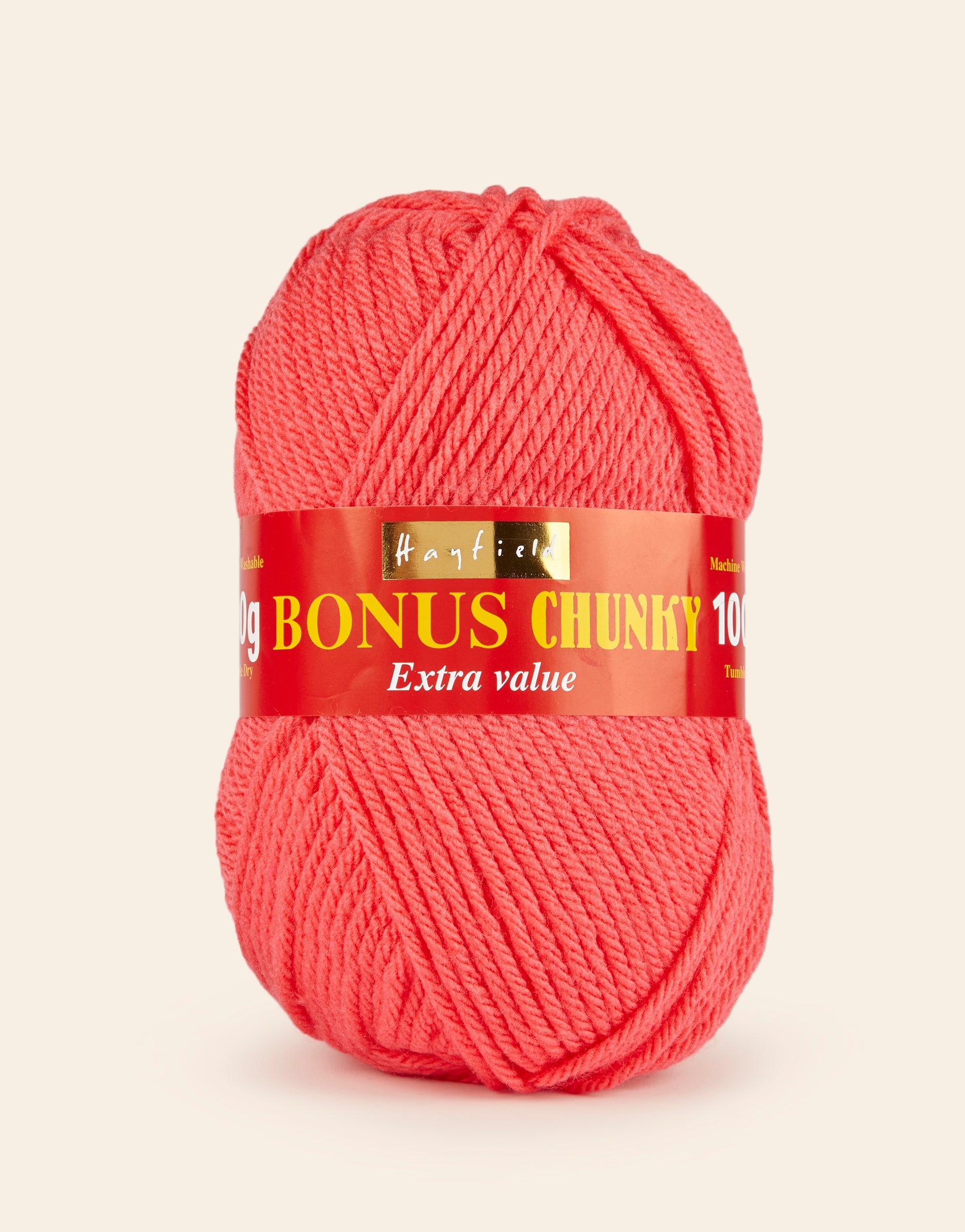 Buy bright-coral Hayfield: Bonus Chunky Acrylic Yarn, 100g