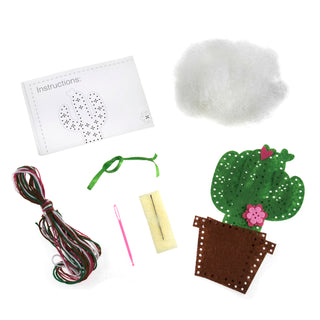 Trimits Felt Decoration Kit Ð Cactus, 2x6x13cm, Includes Pre-Cut Felt, Stuffing, Beads, Thread, and Instructions