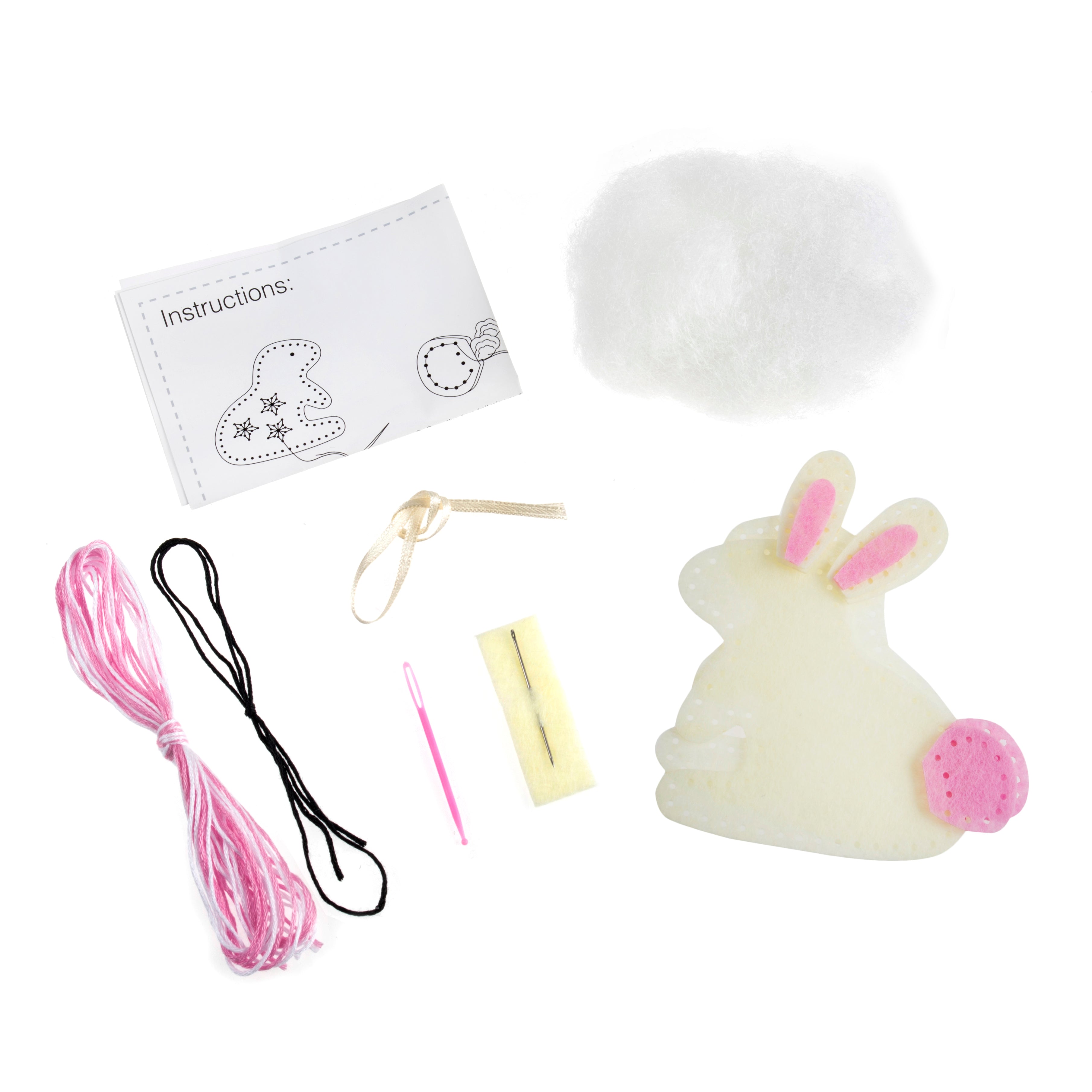 Trimits Felt Decoration Kit Ð Bunny, 2x6x13cm, Includes Pre-Cut Felt, Stuffing, Beads, Thread, and Instructions - 0