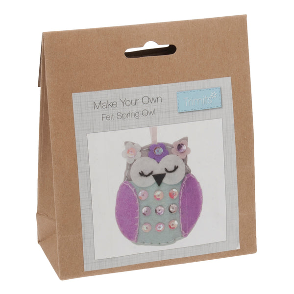 Trimits Felt Decoration Kit Ð Spring Owl, 2x6x13cm, Includes Pre-Cut Felt, Stuffing, Beads, Thread, and Instructions