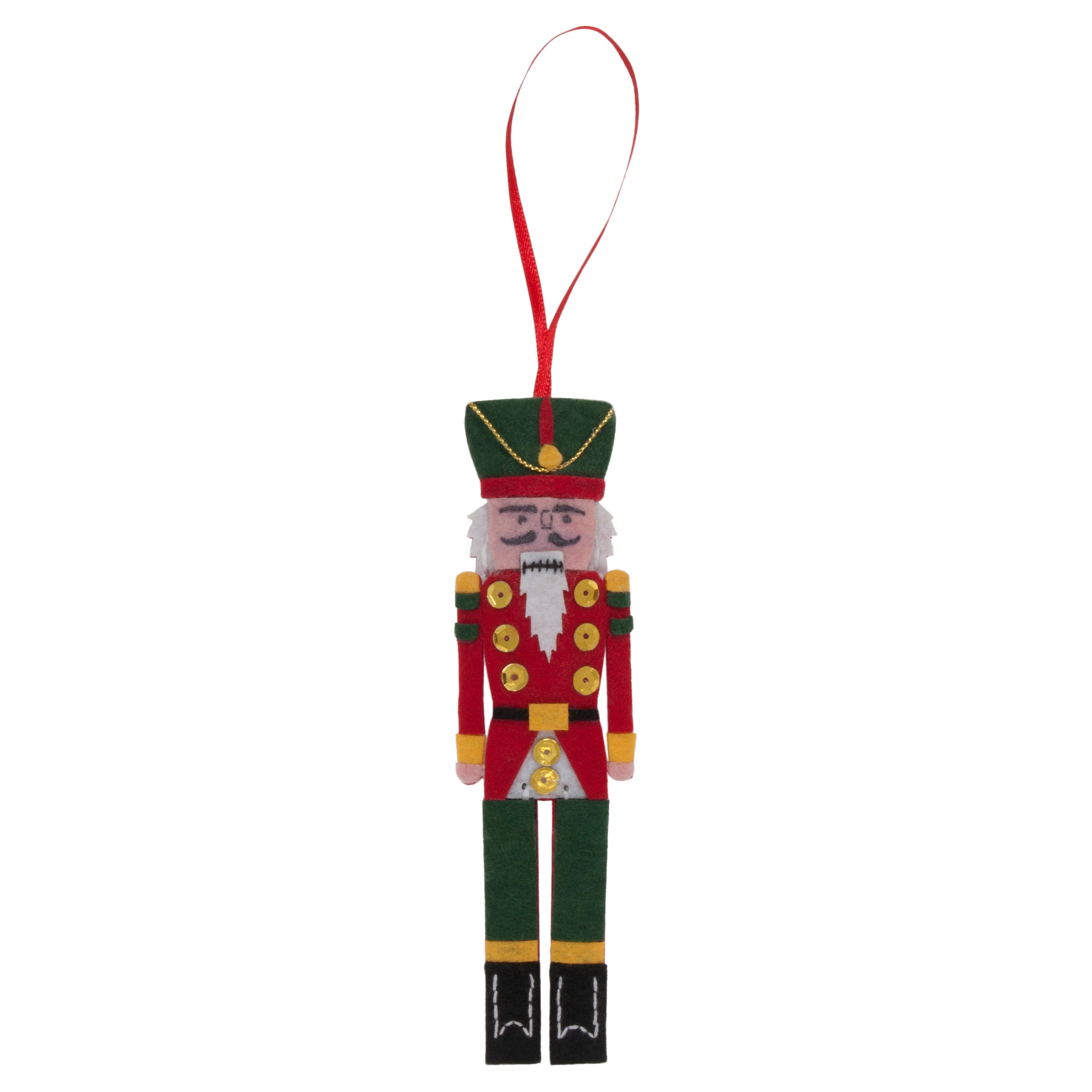 Trimits Felt Decoration Kit Ð Christmas Nutcracker, 10x12cm, Includes Felt Shapes, Thread, Stuffing, Needle, and Ribbon