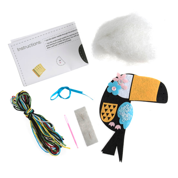 Trimits Felt Decoration Kit Ð Toucan, 2x6x13cm, Includes Pre-Cut Felt, Stuffing, Beads, Thread, and Instructions