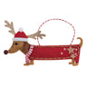 Kit de decoración de fieltro Trimits: perro salchicha para festivales navideños, 10 x 12 cm, incluye formas de fieltro, hilo, relleno, aguja y cinta