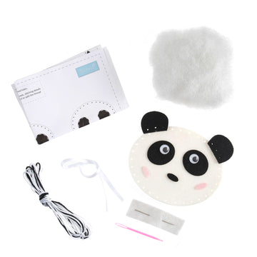 Kit de decoración de fieltro Trimits: Panda, 2 x 6 x 13 cm, incluye fieltro precortado, relleno, cuentas, hilo e instrucciones - 0