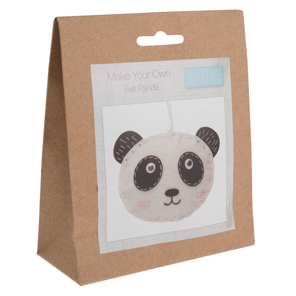 Kit de decoración de fieltro Trimits: Panda, 2 x 6 x 13 cm, incluye fieltro precortado, relleno, cuentas, hilo e instrucciones