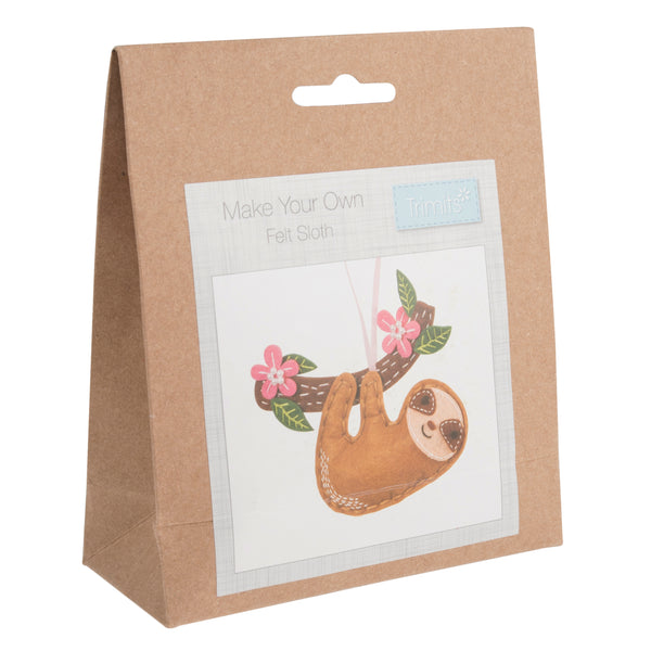 Trimits Felt Decoration Kit Ð Sloth, 2x6x13cm, Includes Pre-Cut Felt, Stuffing, Beads, Thread, and Instructions