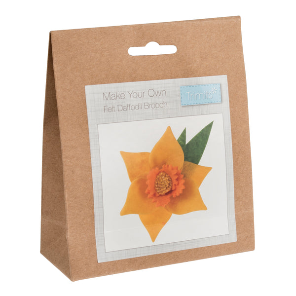 Trimits Felt Decoration Kit Ð Daffodil Brooch, 2x6x13cm, Includes Pre-Cut Felt, Stuffing, Beads, Thread, and Instructions