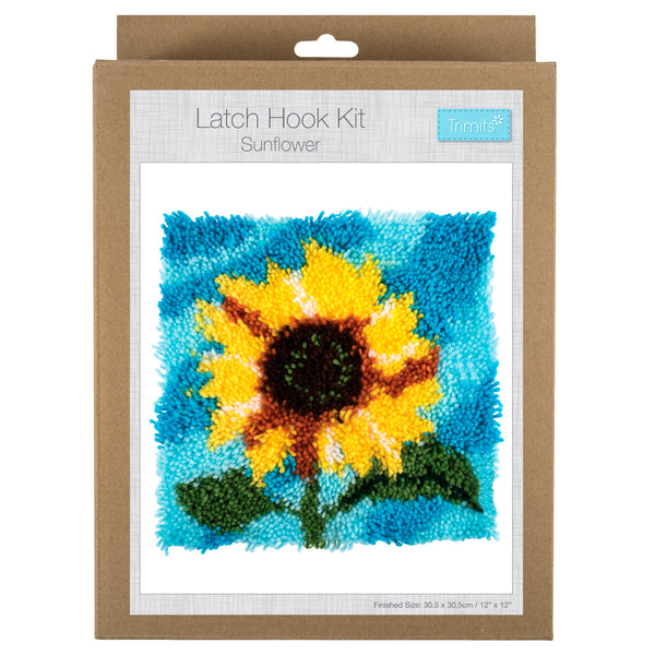 Trimits Latch Hook Kit Ð Sunflower, 30.5x30.5cm, Includes Canvas, Yarn, Tool, and Instructions