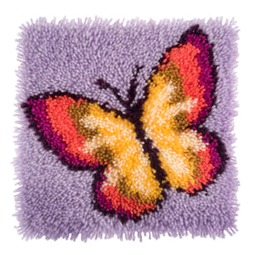 Trimits Latch Hook Kit Butterfly, 30.5x30.5cm, Includes Canvas, Yarn, Tool, and Instructions Fabric