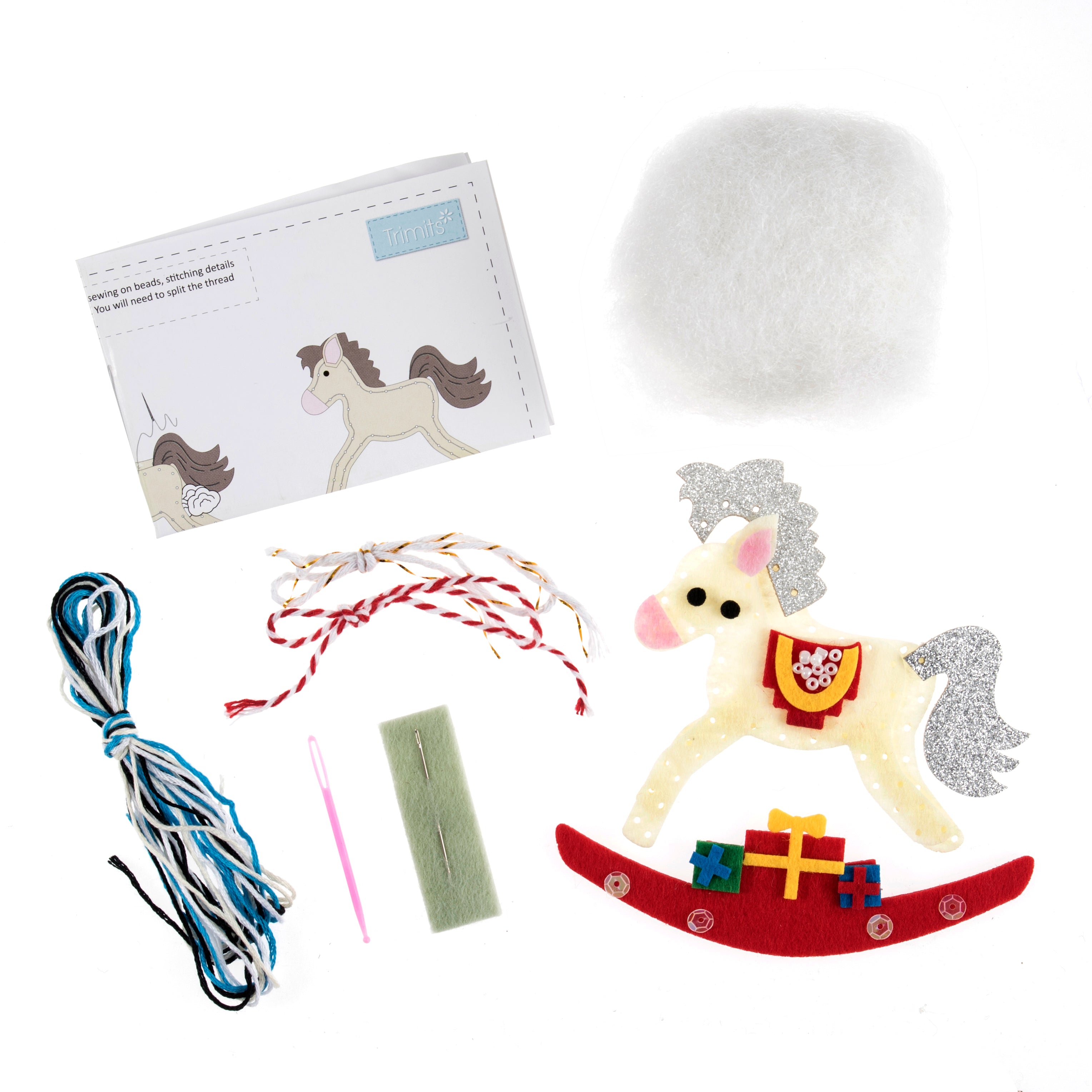 Trimits Felt Decoration Kit Ð Christmas Dove, 10x12cm, Includes Felt Shapes, Thread, Stuffing, Needle, and Ribbon - 0