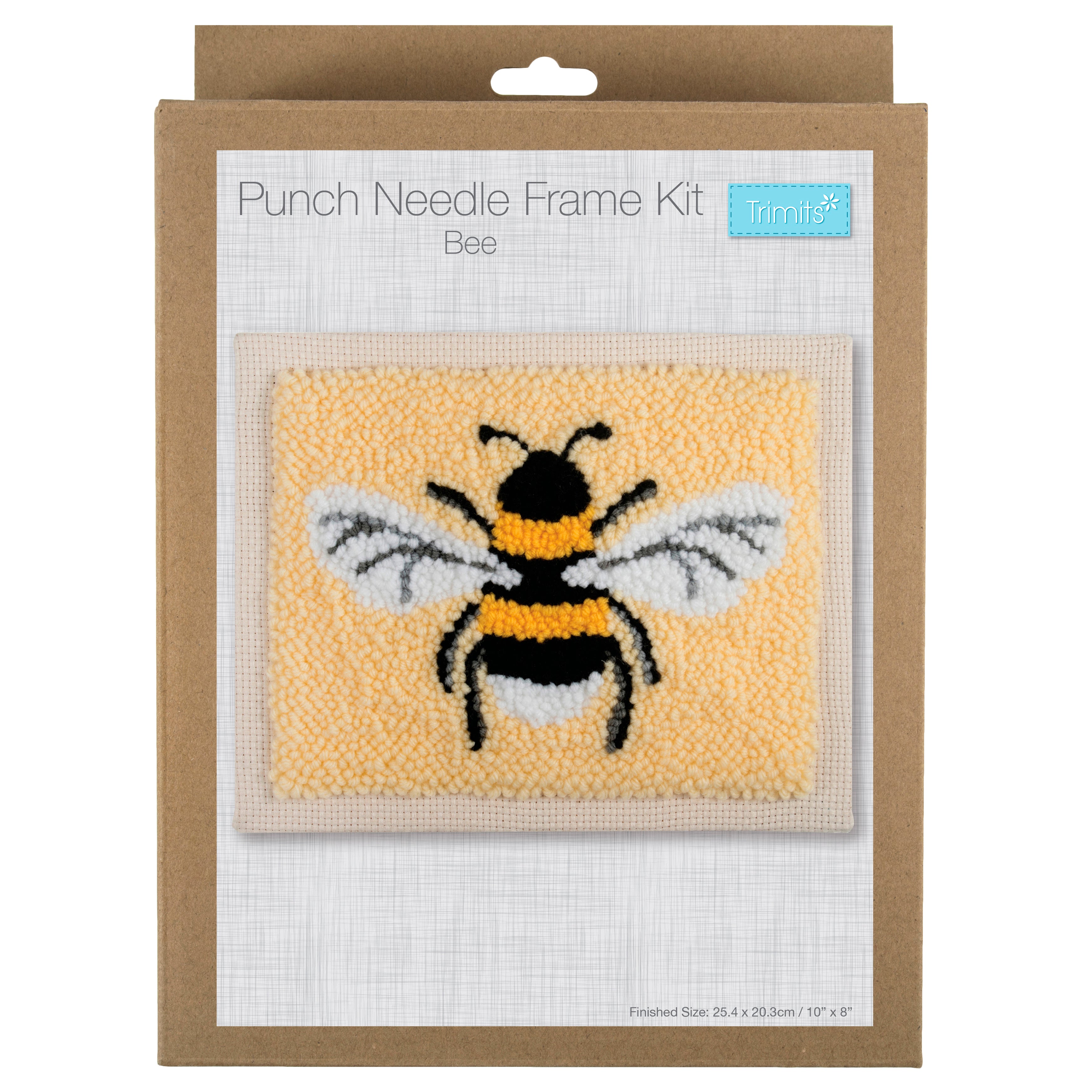 Trimits Punch Needle Kit Ð Floss and Hoop: Bee, 15.2cm Diameter, Includes Embroidery Floss, Hoop, Fabric, Punch Needle, Instructions in English, French, German - 0