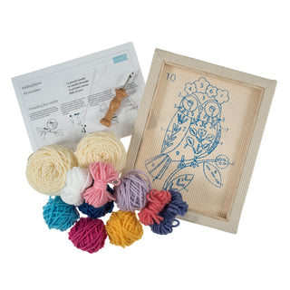 Trimits Punch Needle Kit Ð Floss and Hoop: Owl, 15.2cm Diameter, Includes Embroidery Floss, Hoop, Fabric, Punch Needle, Instructions in English, French, German