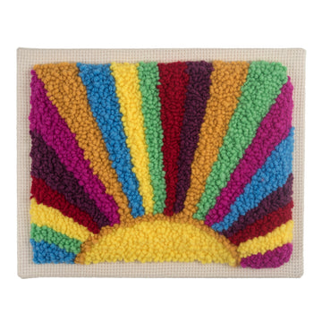 Kit de aguja perforadora Trimits: hilo y bastidor: Sunrays, 15,2 cm de diámetro, incluye hilo de bordar, bastidor, tela, aguja perforadora, instrucciones en inglés, francés y alemán