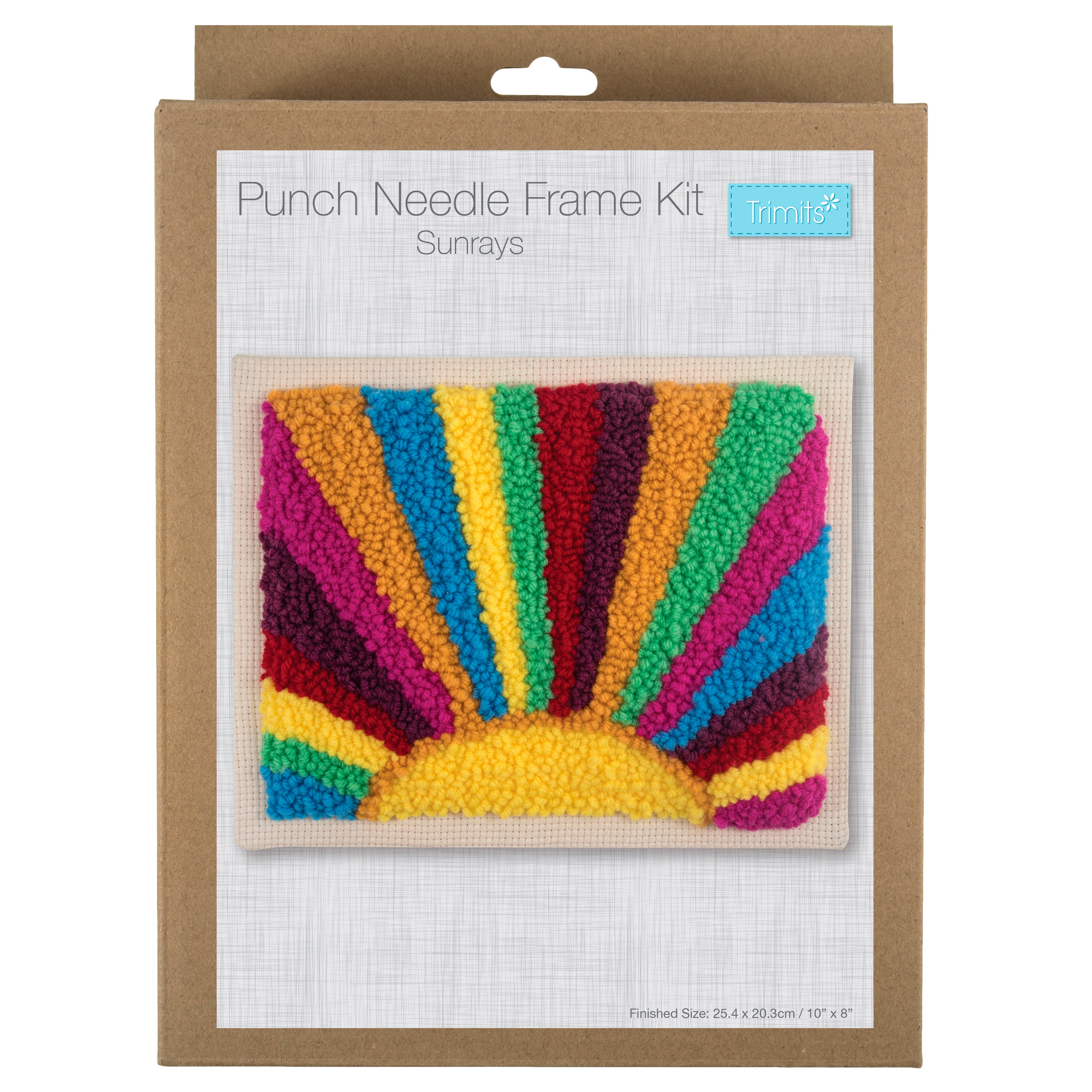 Trimits Punch Needle Kit Ð Floss and Hoop: Sunrays, 15.2cm Diameter, Includes Embroidery Floss, Hoop, Fabric, Punch Needle, Instructions in English, French, German - 0