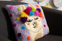 Trimits Punch Needle Kit Ð Cushion: Festival Llama, 36x36cm, Includes Punch Needle Tool, Yarn, Fabric, Cushion Back, Instructions in English, French, German