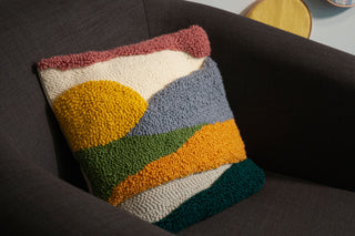 Trimits Punch Needle Kit Ð Cushion: Sunset, 36x36cm, Includes Punch Needle Tool, Yarn, Fabric, Cushion Back, Instructions in English, French, German