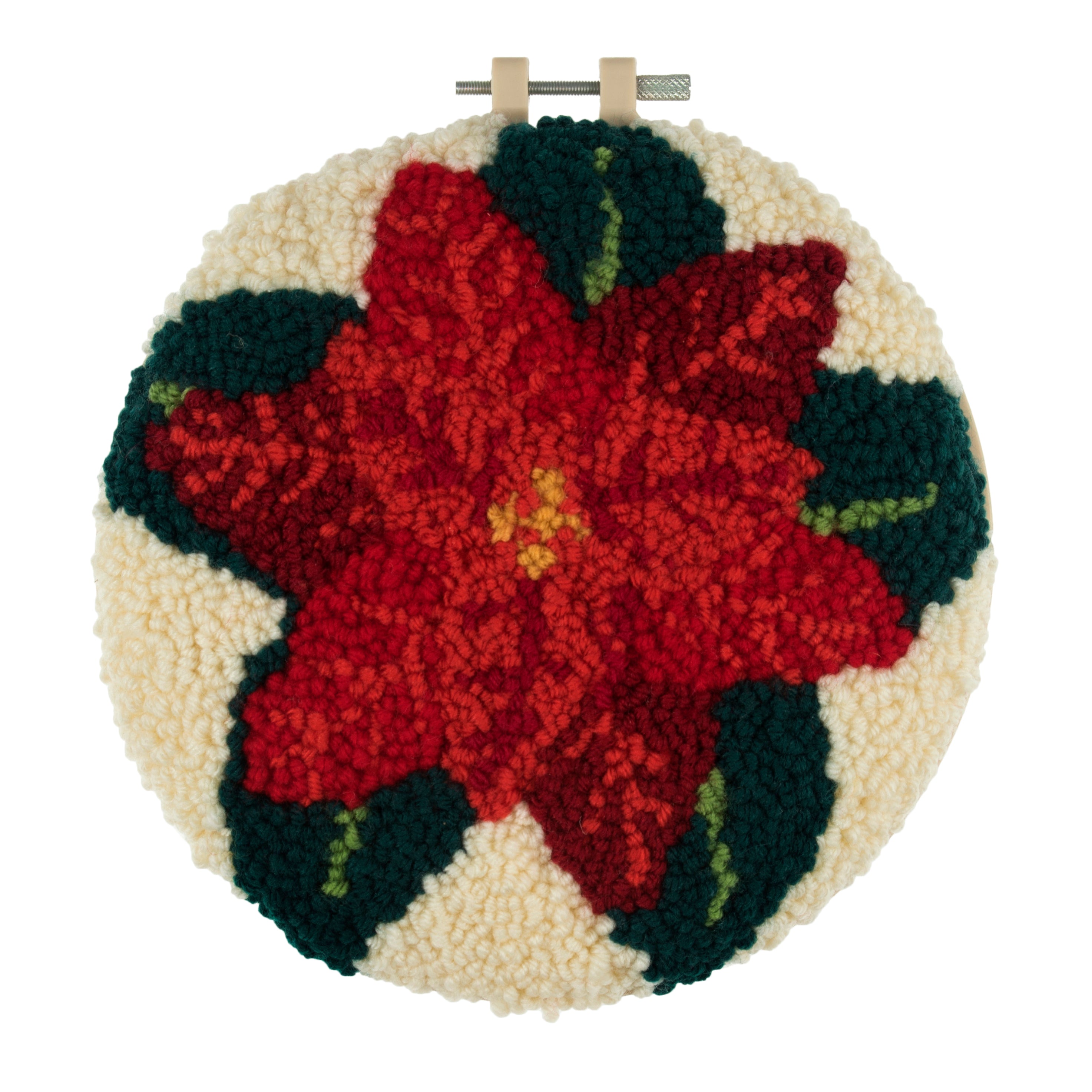 Trimits Punch Needle Kit Ð Yarn and Hoop: Christmas Poinsettia, 20.3cm Diameter, Includes Yarn, Hoop, Fabric, Punch Needle, and Instructions