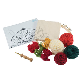 Trimits Punch Needle Kit Ð Yarn and Hoop: Christmas Poinsettia, 20.3cm Diameter, Includes Yarn, Hoop, Fabric, Punch Needle, and Instructions