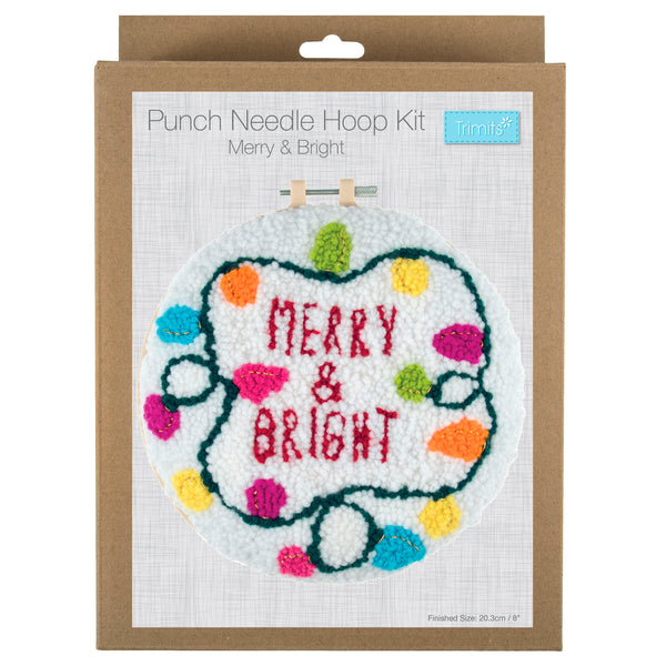 Trimits Punch Needle Kit Ð Yarn and Hoop: Christmas Merry & Bright, 20.3cm Diameter, Includes Yarn, Hoop, Fabric, Punch Needle, and Instructions