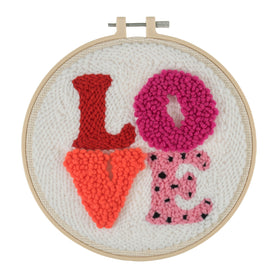 Trimits Punch Needle Kit Yarn and Hoop: Love, 20.3cm Diameter, Includes Yarn, Hoop, Fabric, Punch Needle, Instructions in EN, FR, GER