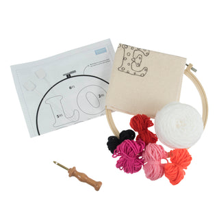 Trimits Punch Needle Kit Ð Yarn and Hoop:  Love, 20.3cm Diameter, Includes Yarn, Hoop, Fabric, Punch Needle, Instructions in EN, FR, GER