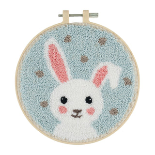 Trimits Punch Needle Kit Ð Floss and Hoop: Bunny, 15.2cm Diameter, Includes Embroidery Floss, Hoop, Fabric, Punch Needle, Instructions in English, French, German