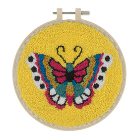 Trimits Punch Needle Kit Floss and Hoop: Butterfly, 15.2cm Diameter, Includes Embroidery Floss, Hoop, Fabric, Punch Needle, Instruction...