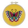 Kit de aguja perforadora Trimits, hilo y bastidor: mariposa, 15,2 cm de diámetro, incluye hilo de bordar, bastidor, tela, aguja perforadora, instrucciones en inglés, francés y alemán