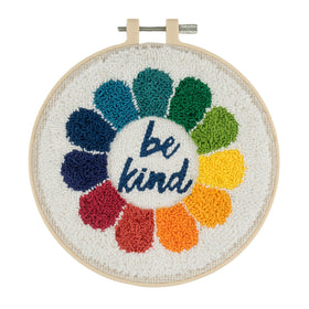 Trimits Punch Needle Kit Floss and Hoop: Be Kind, 15.2cm Diameter, Includes Embroidery Floss, Hoop, Fabric, Punch Needle, Instructions...
