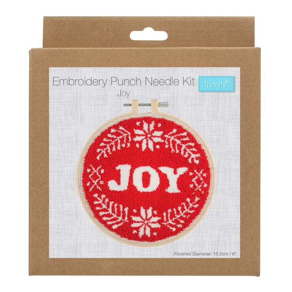 Trimits Punch Needle Kit Ð Floss and Hoop: Christmas Joy, 15.2cm Diameter, Includes Floss, Hoop, Fabric, Punch Needle, and Instructions