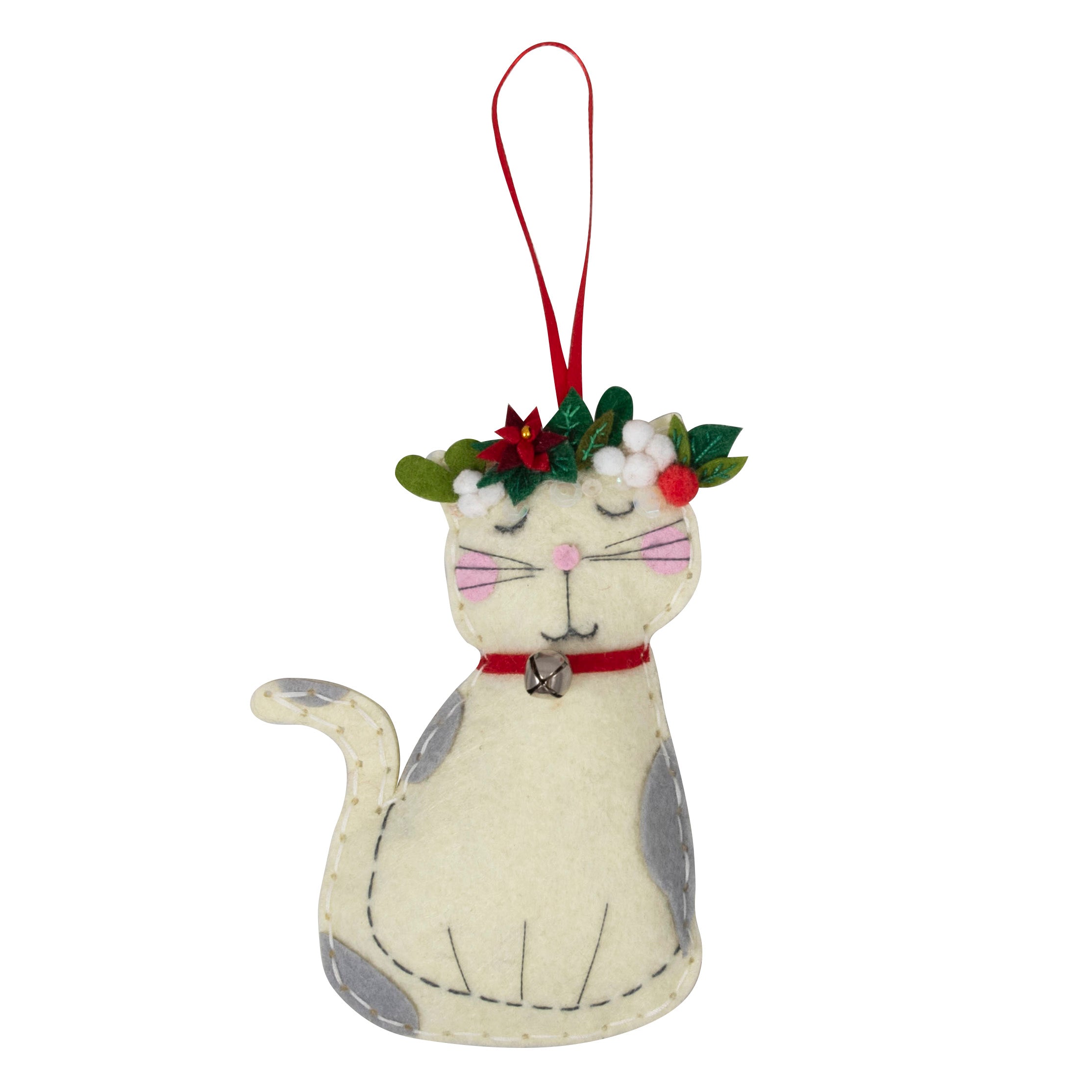 Trimits Felt Decoration Kit Ð Christmas: Cat, 2x6x13cm, Includes Pre-Cut Felt, Stuffing, Beads, Thread, and Instructions