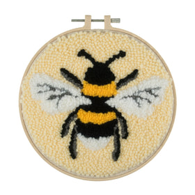 Trimits Punch Needle Kit Yarn and Hoop: Bee, 20.3cm Diameter, Includes Yarn, Hoop, Fabric, Punch Needle, Instructions in EN, FR, GER