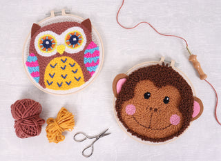 Trimits Punch Needle Kit Ð Yarn and Hoop: Owl, 20.3cm Diameter, Includes Yarn, Hoop, Fabric, Punch Needle, Instructions in EN, FR, GER