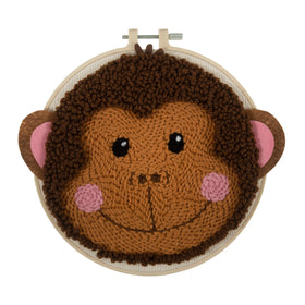 Trimits Punch Needle Kit Yarn and Hoop: Monkey, 20.3cm Diameter, Includes Yarn, Hoop, Fabric, Punch Needle, Instructions in EN, FR, GER