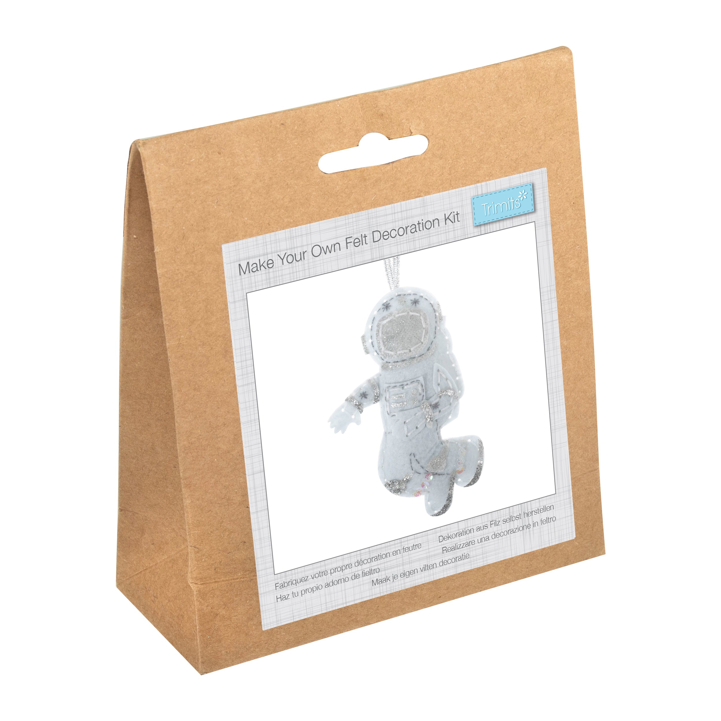 Trimits Felt Decoration Kit Ð Astronaut, 2x6x13cm, Includes Pre-Cut Felt, Stuffing, Beads, Thread, and Instructions - 0