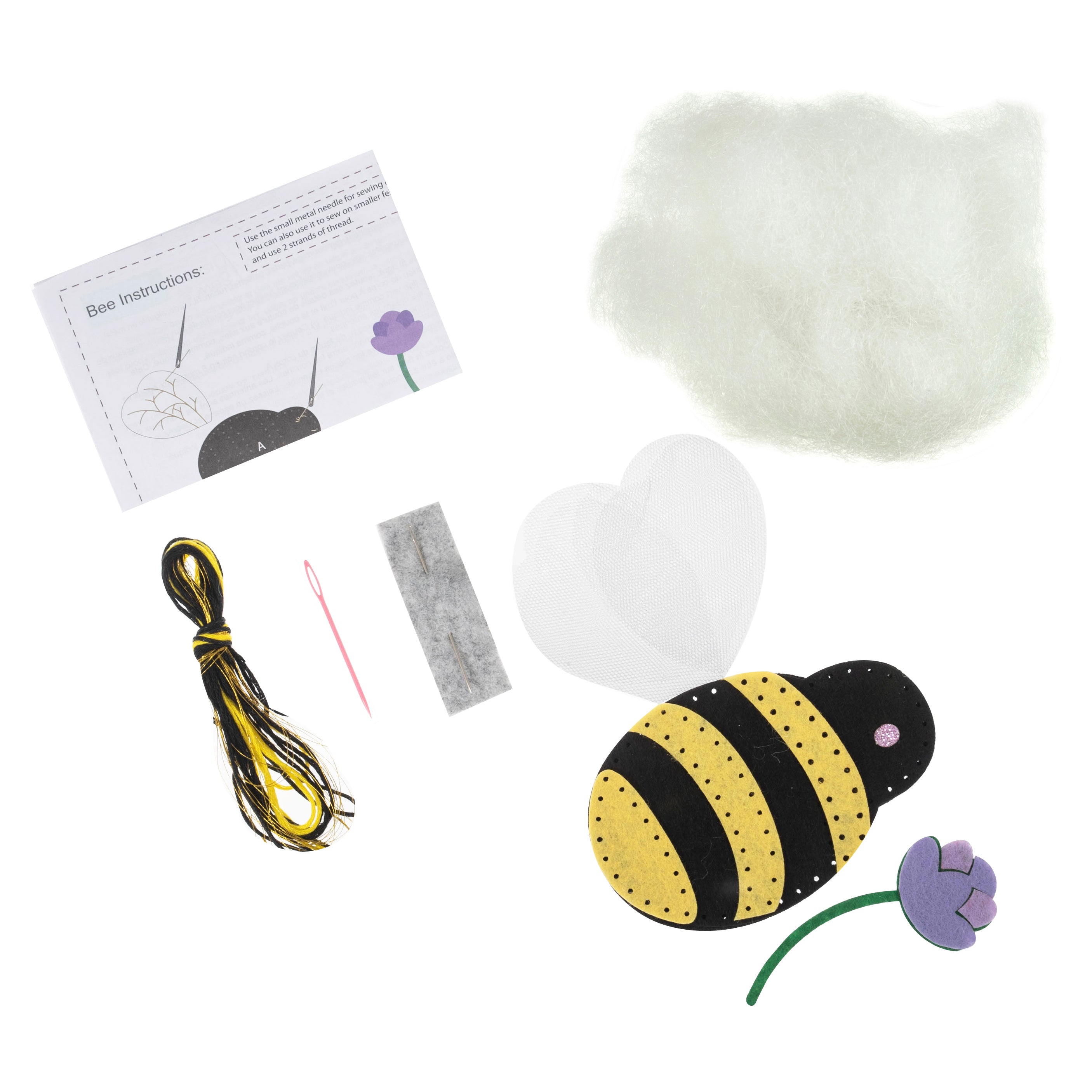 Trimits Felt Decoration Kit Ð Bee, 2x6x13cm, Includes Pre-Cut Felt, Stuffing, Beads, Thread, and Instructions - 0