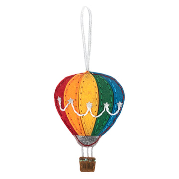 Kit de decoración de fieltro Trimits: globo aerostático, 2 x 6 x 13 cm, incluye fieltro precortado, relleno, cuentas, hilo e instrucciones