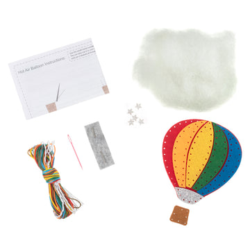 Kit de decoración de fieltro Trimits: globo aerostático, 2 x 6 x 13 cm, incluye fieltro precortado, relleno, cuentas, hilo e instrucciones - 0