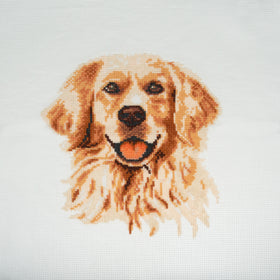 Trimits Counted Cross Stitch Kit Large: Golden Lab Retriver , 36x36cm, Includes Aida Fabric, Pre-Sorted Threads, Needle, Personalizing...