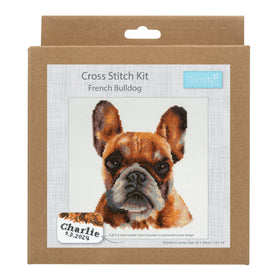 Trimits Counted Cross Stitch Kit Large: French Bulldog, 36x36cm, Includes Aida Fabric, Pre-Sorted Threads, Needle, Personalizing Alphab...