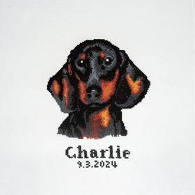Trimits Counted Cross Stitch Kit Large: Dachshund, 36x36cm, Includes Aida Fabric, Pre-Sorted Threads, Needle, Personalizing Alphabet, I...