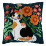 Trimits Halb-Stich Gobelin-Set – Kissen: Katze, 40x40 cm, mit vorgedrucktem Gewebe, Acrylgarnen, Nadel, Kissenrückseite, Anleitung in Englisch, Französisch, Deutsch