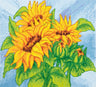 Kit de punto de cruz contado Trimits Ð Grande: Girasoles, 36 x 36 cm, incluye tela Aida, hilos preclasificados, aguja, alfabeto personalizable, instrucciones en inglés, francés y alemán
